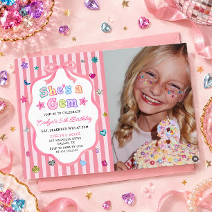 Invitation d'anniversaire fantaisiste gemme pierre
