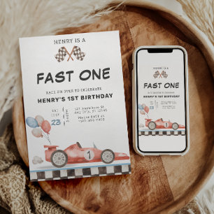 Invitation d'anniversaire Fast One Course automobi