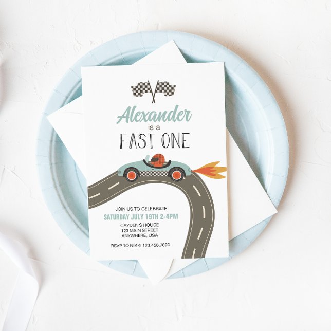 Invitation d'anniversaire Fast One voiture de cour (Créateur téléchargé)