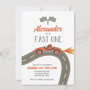 Invitation d'anniversaire Fast One voiture de cour