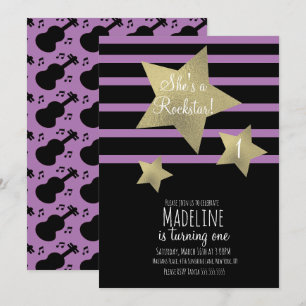 Invitation d'anniversaire Fausse guitare de rockst