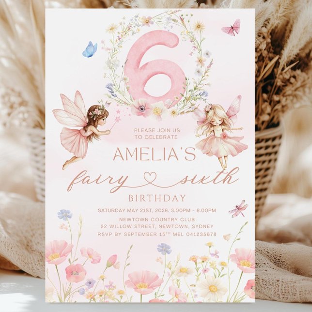 Invitation d'anniversaire Fée Fille, 6ème annivers (Créateur téléchargé)