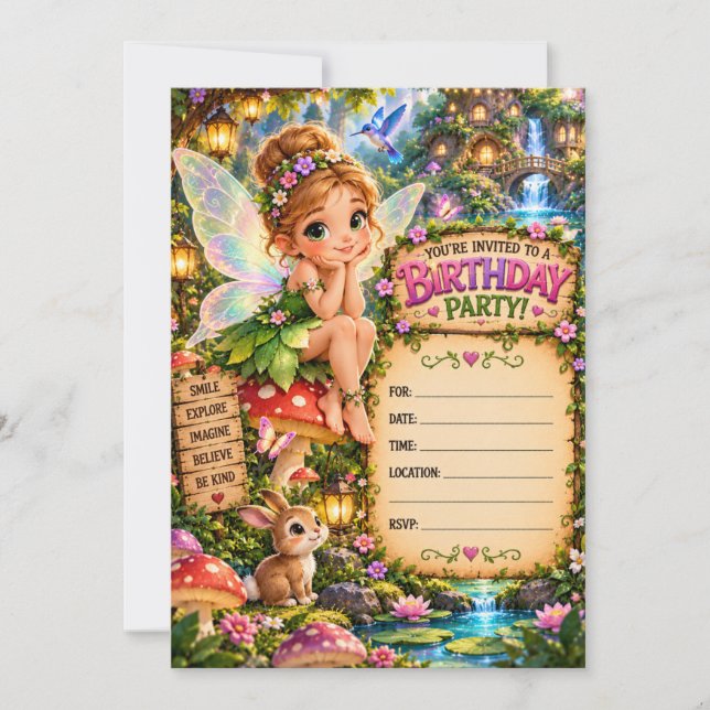 Invitation d'anniversaire fée | Tout âge (Devant)