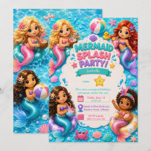 Invitation d'anniversaire Fête à la piscine des si