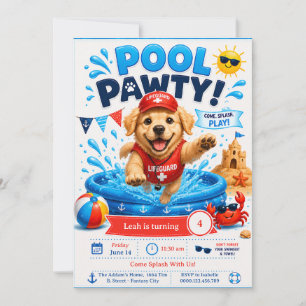 Invitation d'anniversaire Fête au bassin pour chio
