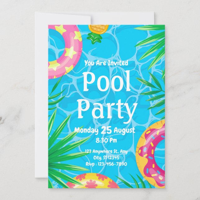 Invitation d'anniversaire Fête au Piscine Célébrat (Devant)