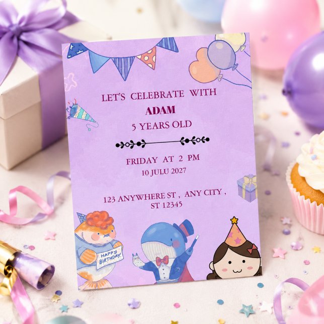 Invitation d'anniversaire Fête colorée et amusante (Créateur téléchargé)