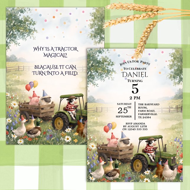 Invitation d'anniversaire Fête d'animaux de ferme  (Créateur téléchargé)