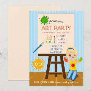 Invitation d'anniversaire fête d'art
