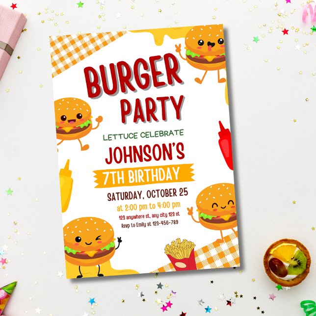 Invitation d'anniversaire Fête de Burger, BBQ de j (Créateur téléchargé)