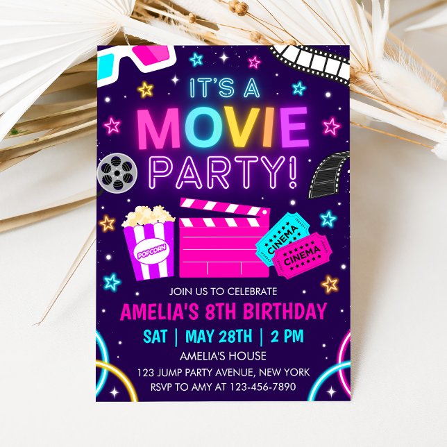 Invitation d'anniversaire fête de cinéma (Créateur téléchargé)