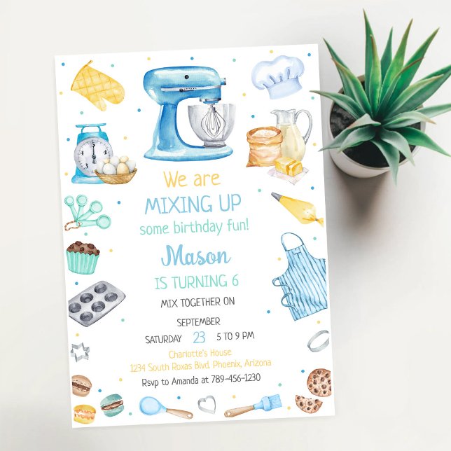 Invitation d'anniversaire fête de cuisine et de pâ (Créateur téléchargé)