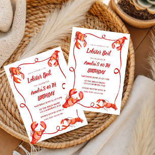 Invitation d'anniversaire Fête de homard à l'aquar