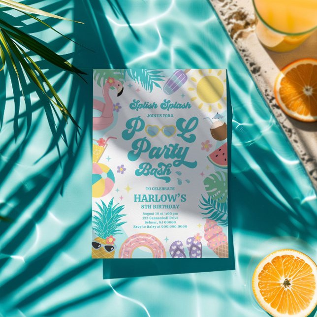 Invitation d'anniversaire Fête de Piscine (Créateur téléchargé)