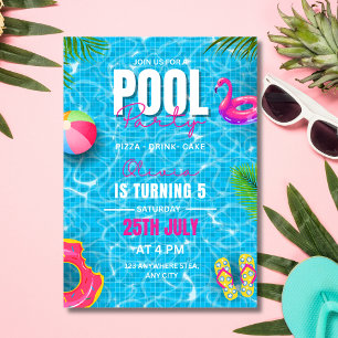 Invitation d'anniversaire Fête de Piscine, Fête d'