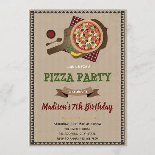 Invitation d'anniversaire fête de pizza