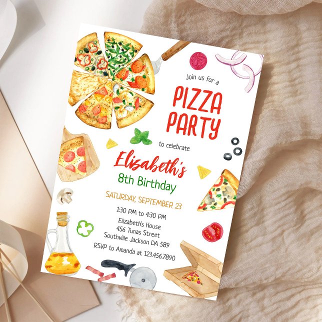 Invitation d'anniversaire fête de pizza (Créateur téléchargé)