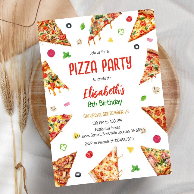 Invitation d'anniversaire fête de pizza (Créateur téléchargé)