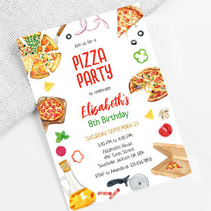 Invitation d'anniversaire fête de pizza