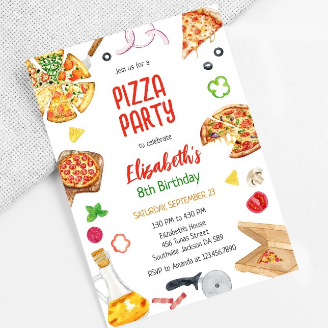 Invitation d'anniversaire fête de pizza (Créateur téléchargé)
