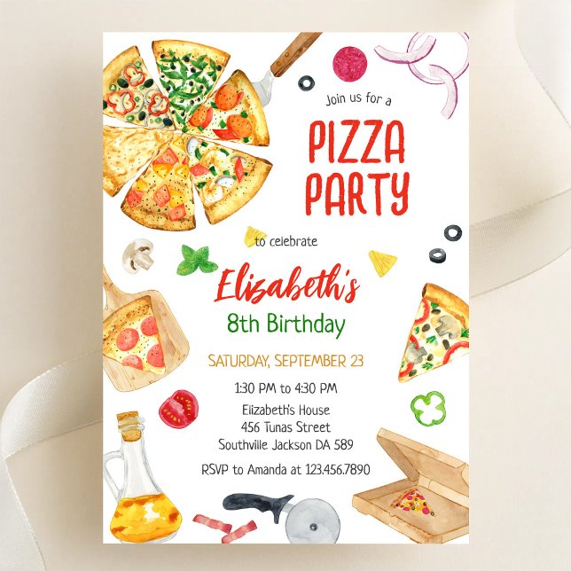 Invitation d'anniversaire fête de pizza (Créateur téléchargé)