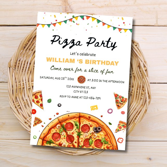 Invitation d'anniversaire Fête de Pizza, Thème Nou (Créateur téléchargé)