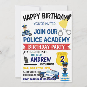Invitation d'anniversaire fête de policier personn