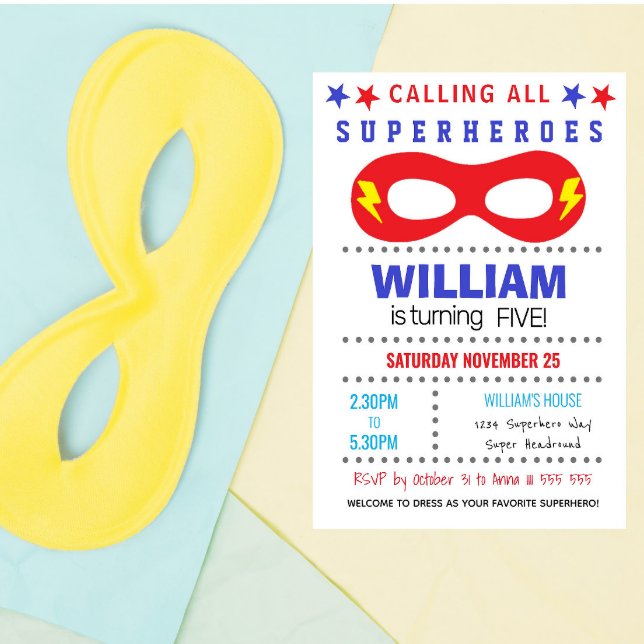 Invitation d'anniversaire fête de super-héros joye (Créateur téléchargé)