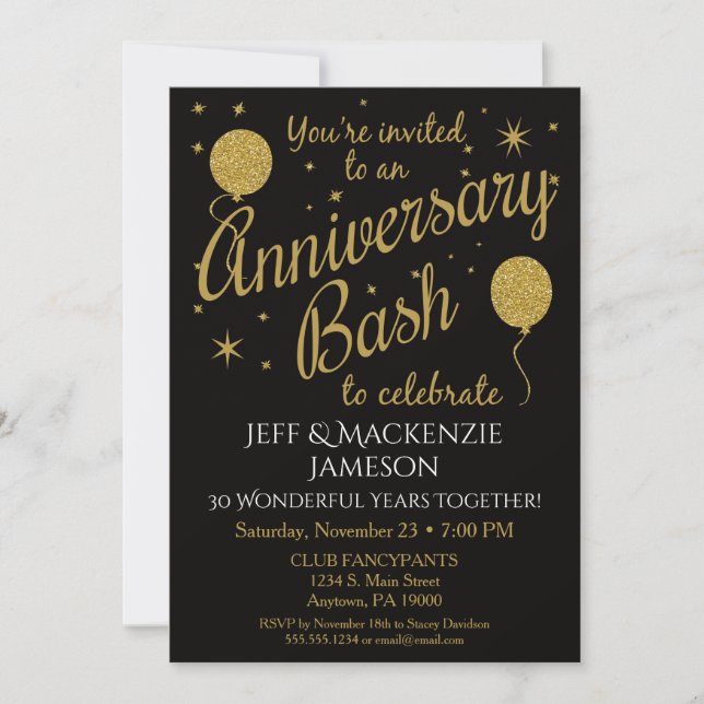 Invitation d'anniversaire Fête festive Ballons en  (Devant)