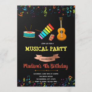 Invitation d'anniversaire fête musicale