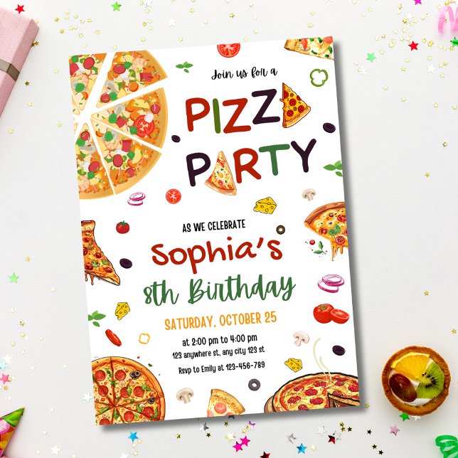 Invitation d'anniversaire Fête Pizza, Anniversaire (Créateur téléchargé)