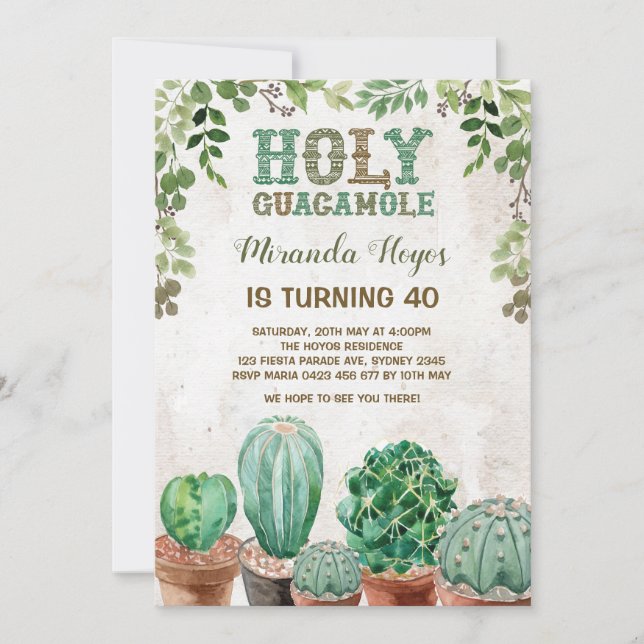 Invitation d'anniversaire Fiesta Cactus rustique S (Devant)