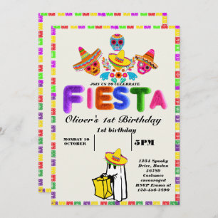 Invitation d'anniversaire Fiesta Chalkboard mexica