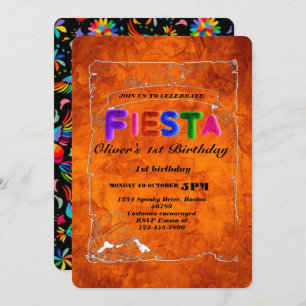 Invitation d'anniversaire Fiesta Chalkboard mexica
