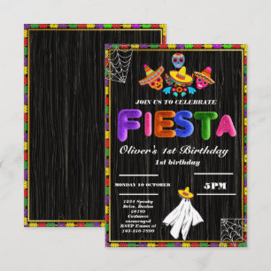 Invitation d'anniversaire Fiesta Chalkboard mexica