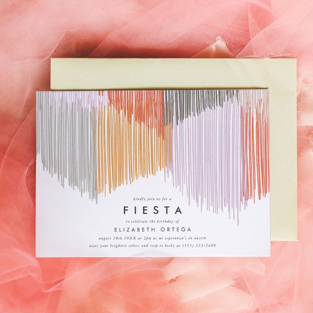Invitation d'anniversaire Fiesta Fringe (Pink Modern Fringe fiesta birthday party invitation.)