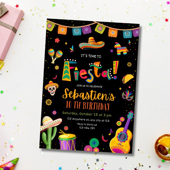 Invitation d'anniversaire Fiesta mexicaine, Annive (Créateur téléchargé)