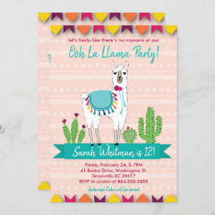 Invitation d'anniversaire Fiesta, Ooh La Llama
