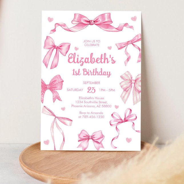 Invitation d'anniversaire fille à carreaux coquett (Créateur téléchargé)