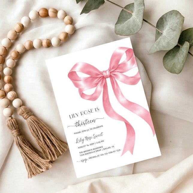Invitation d'anniversaire fille à ruban rose (Créateur téléchargé)
