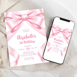Invitation d'anniversaire fille arc-en-ciel rose C