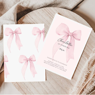 Invitation d'anniversaire fille au noeud coquet ro