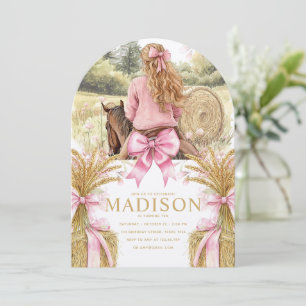 Invitation d'anniversaire Fille blonde chevauchant
