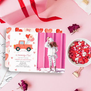 Invitation d'anniversaire Fille Chérie Camion Rose
