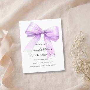 Invitation d'anniversaire fille coquette à ruban l