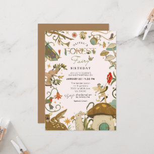 Invitation d'anniversaire fille de la forêt de cha