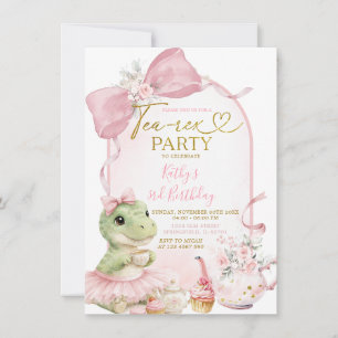 Invitation d'anniversaire Fille Dinosaure Coquette