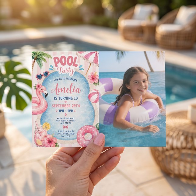 Invitation d'anniversaire fille fête au bord de la (Créateur téléchargé)