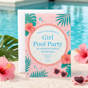 Invitation d'anniversaire Fille Fête Piscine