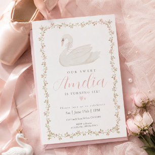 Invitation d'anniversaire fille Fleur de Cygne Coq